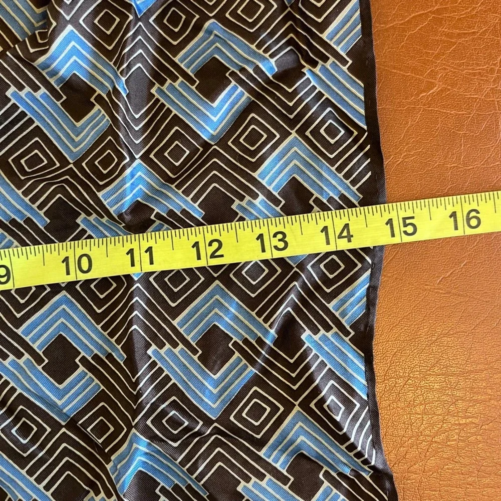 Echo Scarf Brown Blue‎ Geometric Print Lightweight Wrap Boho